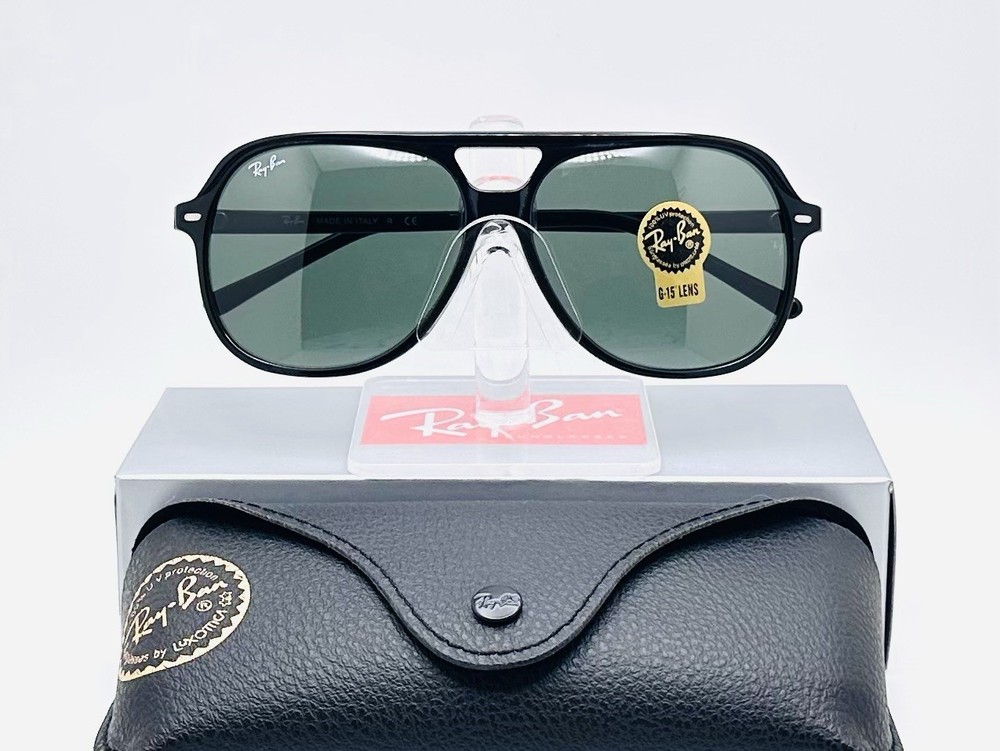 Ray-Ban RB2198 Bill 60mm Pilot Oversized Sunglasses Black Frame Green G-15 Lens