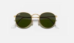 Ray-Ban Round Metal Polished Gold/Green G-15 47 mm Sunglasses RB3447 001 47