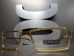 Men’s CONTEMPORARY MODERN Style Clear Lens EYE GLASSES Gold Metal Fashion Frame