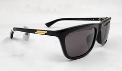 Bottega Veneta BV1328SM Acetate Rectangle Sunglasses Men’s S Shiny Solid Black