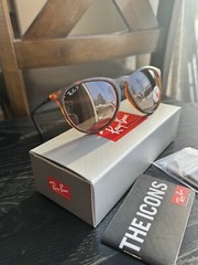 New Ray-Ban Erika RB4171 710/T5 Polished Light Havana Frame With Brown Lenses