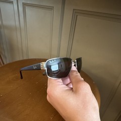 Ray-Ban Polarized Rectangular Silver Metal Frame Black Lens w/ Case