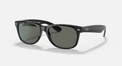 Ray-Ban RB2132 901/58 55-18 Wayfarer Polished Black Polarized Green Lenses NEW