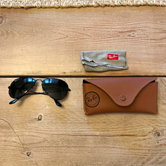 Ray-Ban Aviator Polarized Sunglasses Black Metal Frame/Lenses (Rarely used)