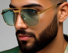 Sunglasses Men Fashion Retro Style Square Gold Frame Classic Designer Hip Hop