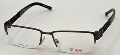 Tumi Mens Gunmetal Rimless Stainless Steel Rectangle Eyewear Frame T114 53mm