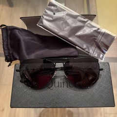Quince Halston Polarized Stainless Steel Aviator Sunglasses – Blk/Blk 58-14-145