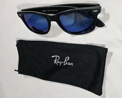 Ray-Ban Wayfarer Sunglasses Blue Polarized, Black, Unisex 3018C