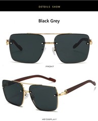 Men’s Metal Sunglasses Square Half Frame Rice Nails Casual Trend Personality
