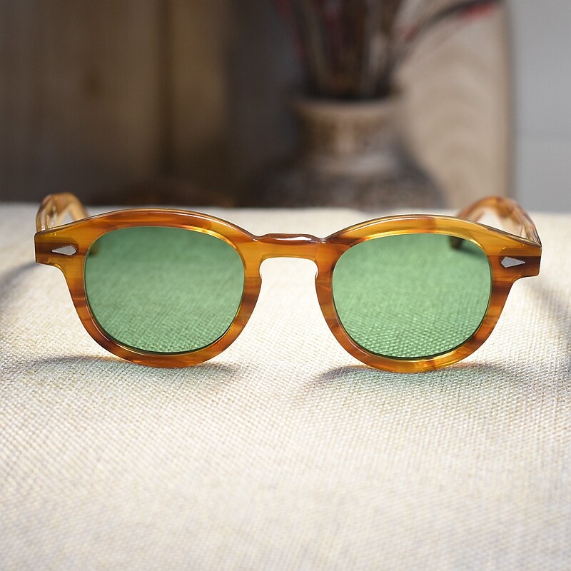 Vintage Johnny Depp sunglasses solid acetate 1960’s glasses green tinted lenses