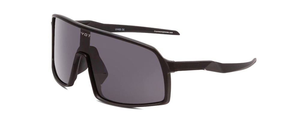 Coyote Python Designer Polarized Sunglasses Mens Sport Shield Matte Black / Grey