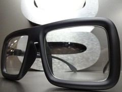 Mens Women OVERSIZE VINTAGE RETRO Clear Lens EYE GLASSES Large Matte Black Frame