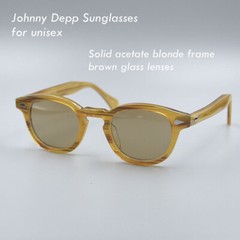 Brand Men Brown sunglasses brown glass lens glasses johnny depp blonde glasses