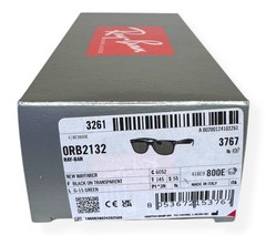 Ray-Ban New Wayfarer RB 2132 6052 Sunglasses Matte Black on Clear 55mm w/case