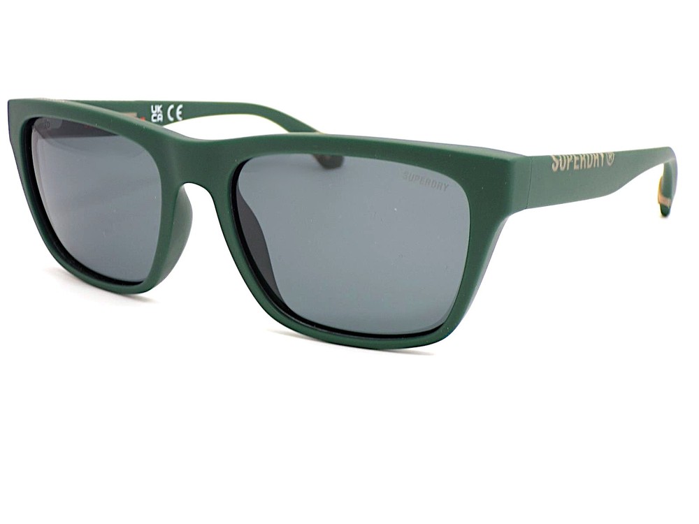Superdry Polarized Sunglasses SDS 5009 Matte Green with Dark Grey Lenses 107P