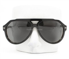 Dolce Gabbana Aviator Sunglasses Shiny Black Gray DG 4452F 3403/87 w/Pouch Read