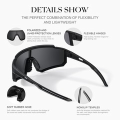 Polarized Sport Sunglasses for Men and Women, Lightweight TR90 Sun Glasses.