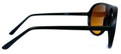 Retro Pilots Flat Top Mat Black Frame Blue Light Blocking Amber Lens Sunglasses