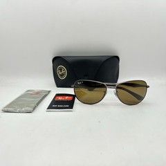 Ray Ban Mens Polarized Aviator Metal Front Sunglasses RB3519 Gray/Brown