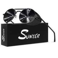 Retro Round Polarized Steampunk Sunglasses Men Women Crowley Side Shield Gogg…