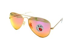 Ray-Ban Aviator Flash Matte Gold/Violet Polarized Mirrored 58 mm Sunglasses