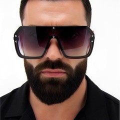 Oversized Shield Men Sunglasses Flat Top Fashion Shades XL Large Flat Top Lentes