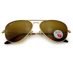 Ray-Ban Sunglasses RB3025 Aviator Classic Gold Frame Polarized Brown Lenses 58mm