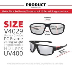 Photochromic Polarized Sports Sunglasses for Men Women UV Protection Safety