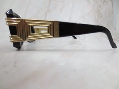 Sunglasses Frame Unisex Adults Black Gold Plastic Rectangular Full Rim 125