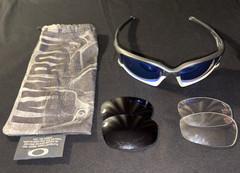 Oakley Split Jacket Sunglasses Blue Iridium + Extra Lenses Made in USA
