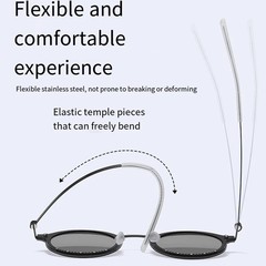 Round Frame Polarized Sunglasses Rotate Adjustable Photochromic Vintage Glasses