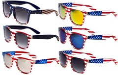 6 Pairs Of USA American Flag Print Sunglasses – Patriotic – Sun Protection