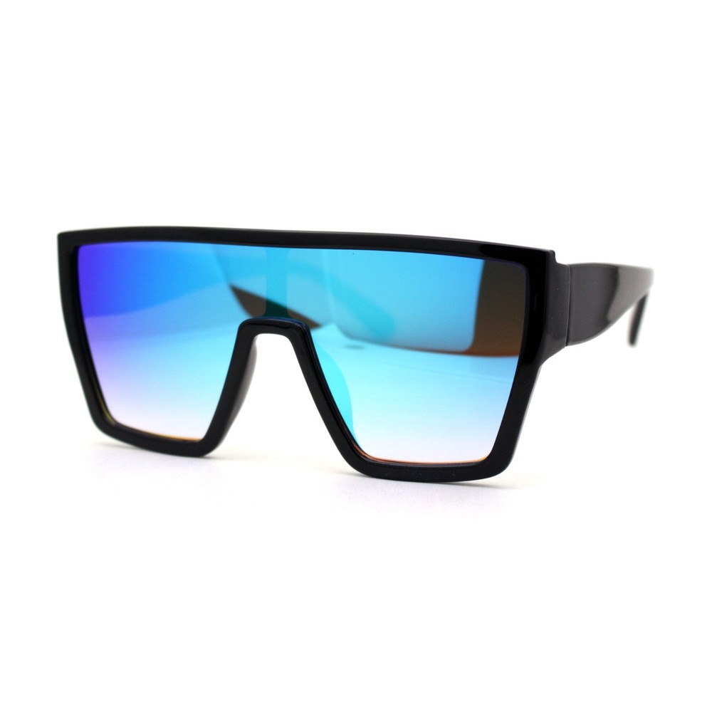 RETRO SHADES DESIGNER RECTANGULAR STYLE LARGE MODERN BLUE MIRROR LENS LUXURY