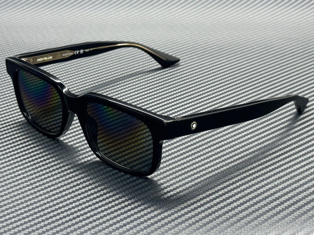 MONT BLANC MB0383S 005 Black Grey Polarized Men’s Large 54 mm Sunglasses