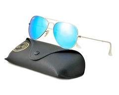 Ray-Ban Sunglasses RB3025 Aviator Flash Gold Frame Blue Flash Lenses 58mm Unisex