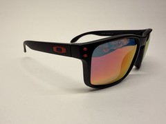 Oakley Holbrook Sunglasses Matte Black Frame Red Positive Iridium Lens OO9102-36