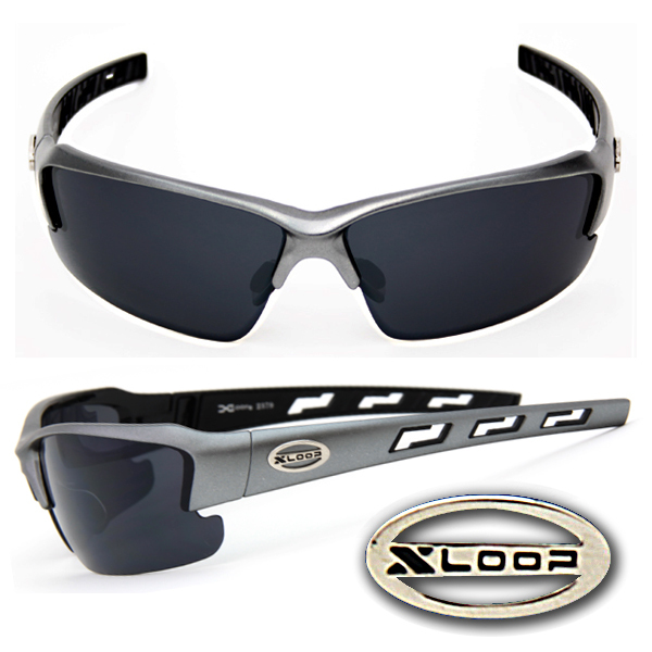 Xloop Sports Sunglasses w/Free Pouch – Matte Gun Metal Frame Black Lens- X46
