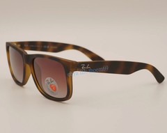 Ray-Ban Justin Polarized Sunglasses RB4165 Matte Tortoise Grey Brown Lenses 54MM