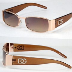 Men Women Rectangular Designer Sunglasses Fashion Gold Brown Retro Shades Small
