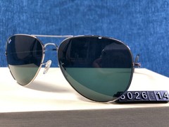 RAY-BAN RB3026 Aviator Sunglasses Silver Frame 62mm Dark Green Lens 140MM 003/62