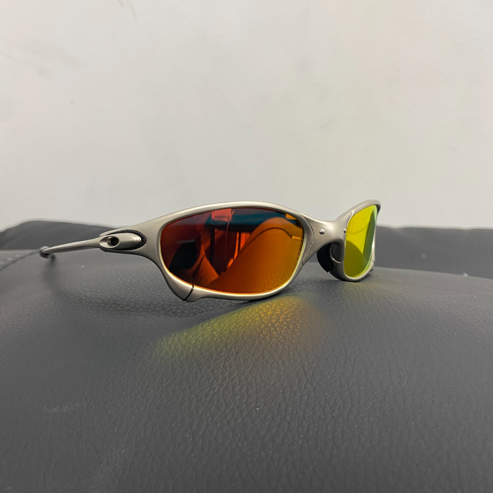 Oakley Juliet 1.0 X-Metal Polarized Sunglasses Silver Frames Red Vintage Y2K