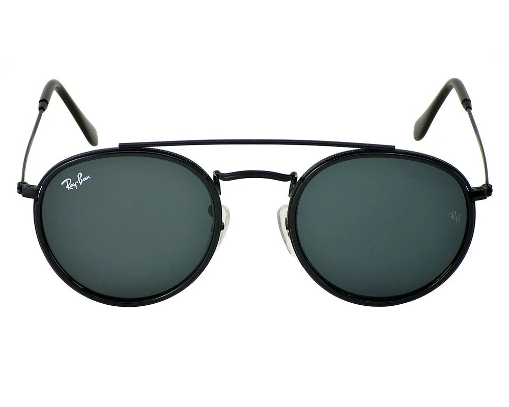 Ray-Ban Sunglasses RB3647N Round Double Bridge Black Frame Blue Grey Lens 51mm
