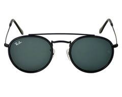 Ray-Ban Sunglasses RB3647N Round Double Bridge Black Frame Blue Grey Lens 51mm