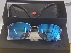 Ray Ban Ferrari Sunglasses RB8329M F0014L GUNMETAL/GREY BLUE MIRROR POLARIZED