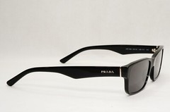Prada Sunglasses Black Glossy Rectangle Square PR16MV VPR 16M 1AB-1O1 53mm