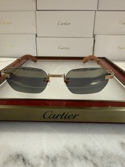 PREMIER DE CARTIER SUNGLASSES WOOD GOLD WITH Factory Mirror Lenses