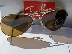 NEW Ray-Ban RB3479 001/33 Folding Aviator Gold B-15 Brown lenses 58mm Sunglasses