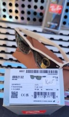 New Ray Ban RB2132 C875New Wayfarer Sunglasses Black on Beige w/55mm G15 Green