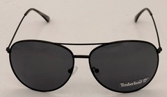Timberland Sunglass Mens Shiny Black Metal Aviator Solid Smoke Lens TB7181 1A