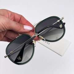 Gucci Men Sunglasses Gold Green Red Pilot URBAN GG0062S 003 NEW AUTHENTIC